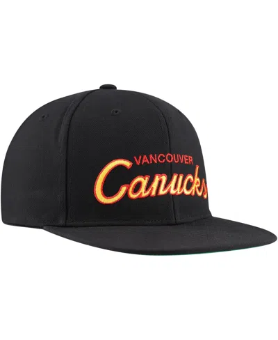 Mitchell & Ness Men's  Black Vancouver Canucks Core Team Script 2.0 Snapback Hat In Black
