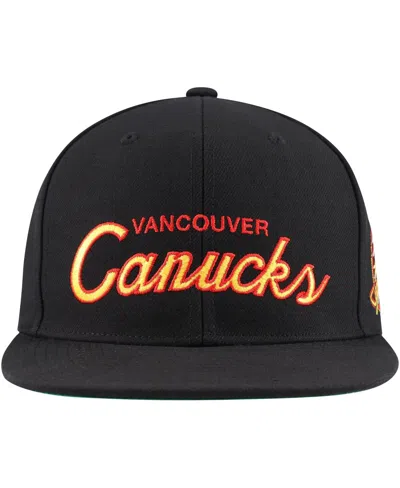 Mitchell & Ness Men's  Black Vancouver Canucks Core Team Script 2.0 Snapback Hat In Black