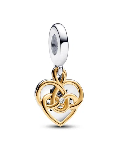 Pandora Lab-grown Diamond Engravable Mom Double Dangle Charm In Silver