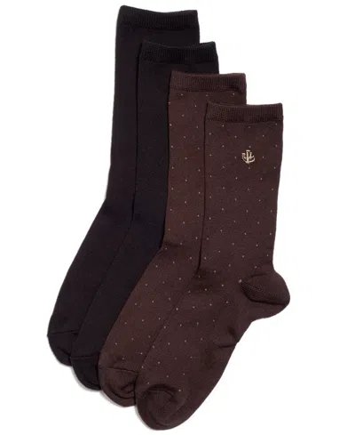 Shop Lauren Ralph Lauren Women's Pindot Super Soft Trouser 2 Pack Socks In Navy