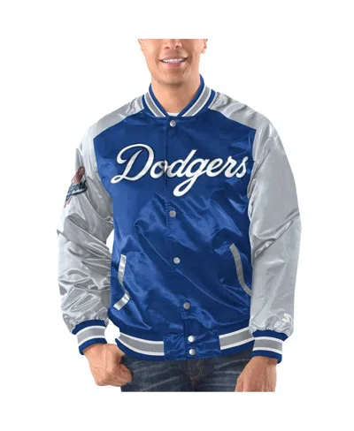 Shop Starter Men's  Royal, White Los Angeles Dodgers Varsity Satin Full-snap Jacket In Royal,white