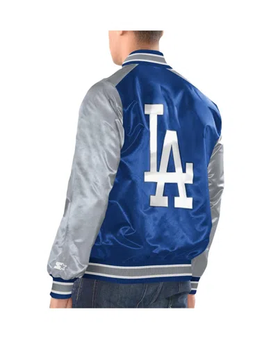 Shop Starter Men's  Royal, White Los Angeles Dodgers Varsity Satin Full-snap Jacket In Royal,white