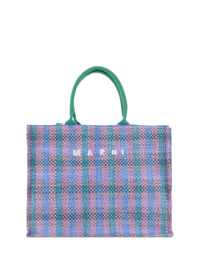 Shop Marni Handbag In Green/fuchsia/cypress