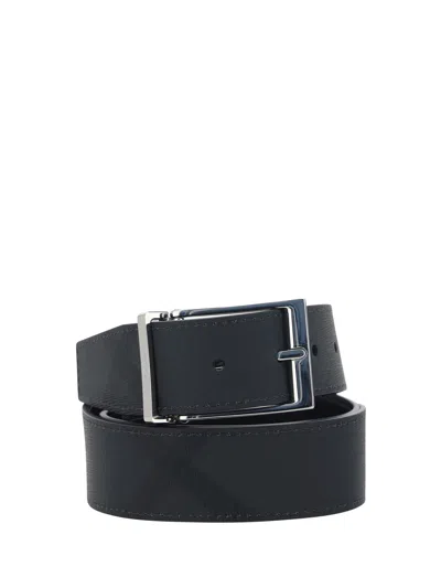 Shop Burberry Louis35 Belt In Charcoal/silver