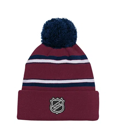 Shop Outerstuff Youth Boys And Girls Burgundy Colorado Avalanche Third Jersey Jacquard Cuffed Knit Hat With Pom