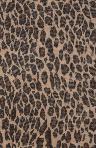 Shop Portolano Leopard Print Wool Blend Scarf In Brown