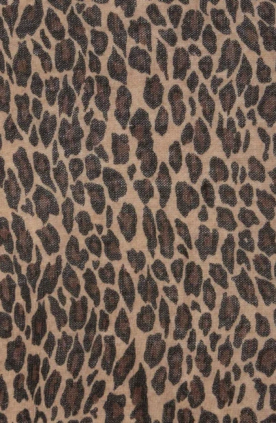 Portolano Leopard Print Wool Blend Scarf In Brown