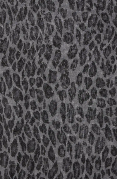 Portolano Leopard Print Wool Blend Scarf In Grey