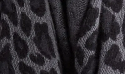 Shop Portolano Leopard Print Wool Blend Scarf In Grey
