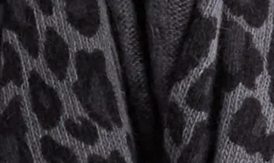 Portolano Leopard Print Wool Blend Scarf In Grey