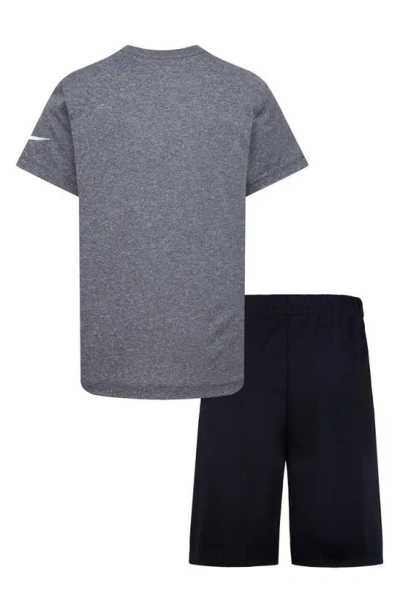 Shop 3 Brand Kids' Dri-fit All In Swoosh Logo T-shirt & Shorts Set In Carbon Heather