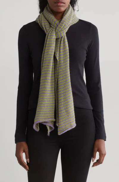 Shop Portolano Stripe Wool Blend Scarf In Violet/apple Green