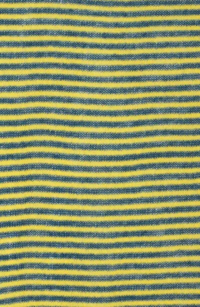 Portolano Stripe Wool Blend Scarf In Teal/ Tweety Bird Yellow