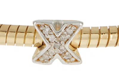 Shop Meshmerise Diamond 'x' Station Bangle Bracelet In Yellow