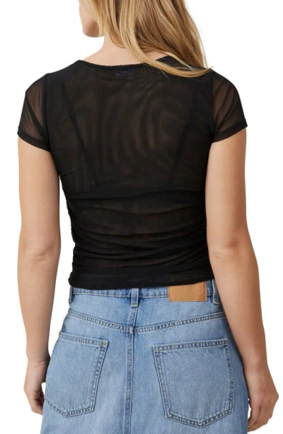 Shop Cotton On Becca Ruched Mesh T-shirt In Black
