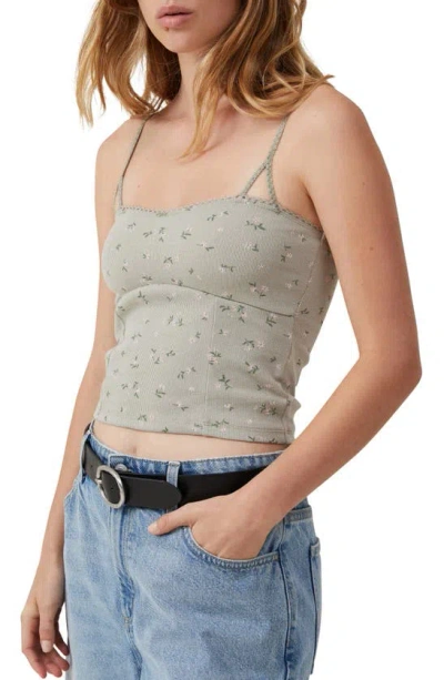 Shop Cotton On Sally Picot Trim Camisole In Laika Ditsy Desert Sage