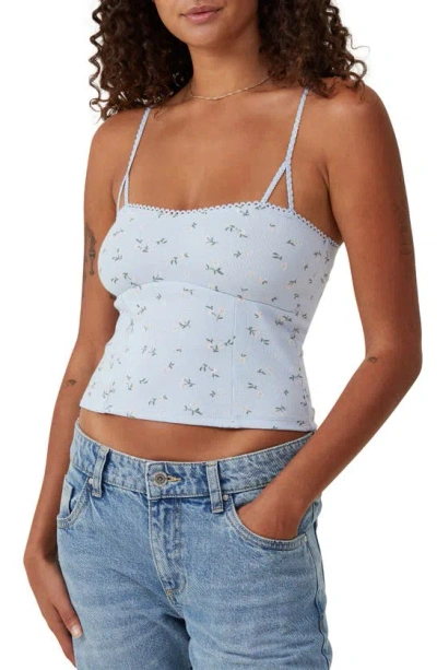 Shop Cotton On Sally Picot Trim Camisole In Laika Ditsy Coastal Blue