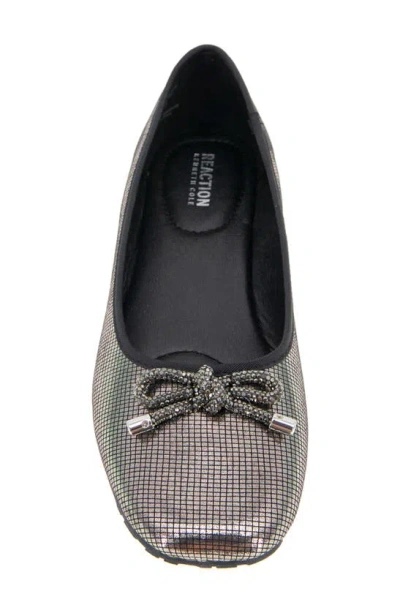 Reaction Kenneth Cole Elstree Bow Flat In Pewter Sequin Stretch