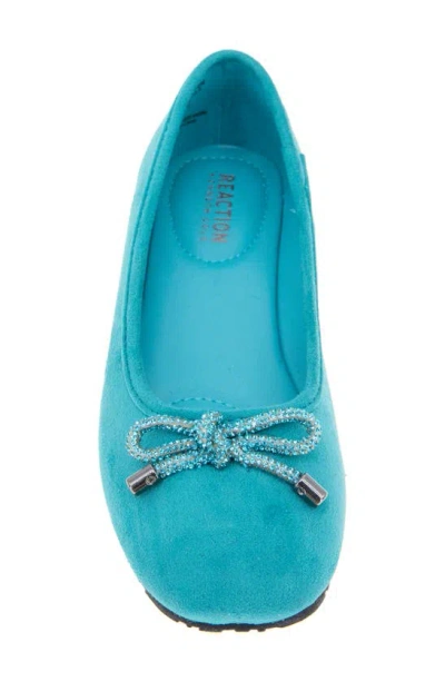 Reaction Kenneth Cole Elstree Bow Flat In Teal Micro