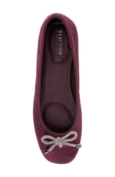 Shop Reaction Kenneth Cole Elstree Bow Flat In Burgundy Microsuede