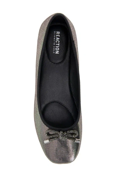 Reaction Kenneth Cole Elstree Bow Flat In Pewter Sequin Stretch