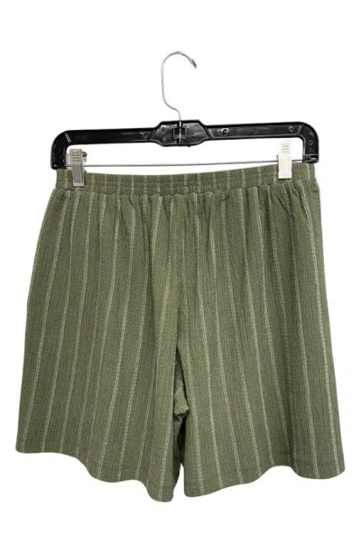 Shop Ruby & Wren Stripe Pull-on Shorts In Lichen/ White