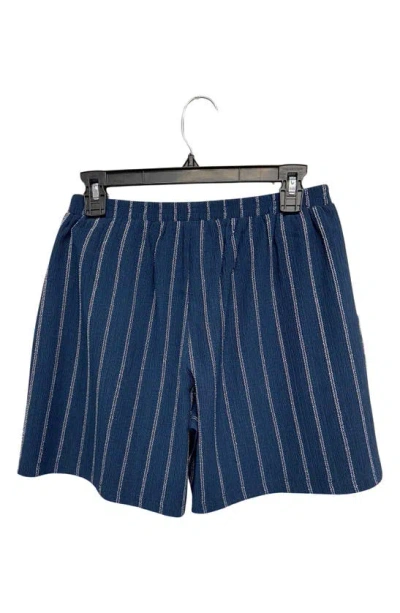 Shop Ruby & Wren Stripe Pull-on Shorts In Patriot Blue/ White