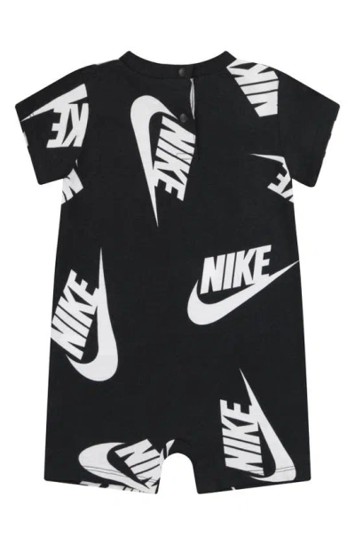 Shop Nike Futura Swoosh Print Romper In Black