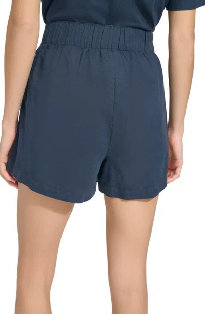 Shop Andrew Marc Sport Pleated Pull-on Shorts In Ink