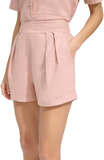 Shop Andrew Marc Sport Pleated Pull-on Shorts In Rose