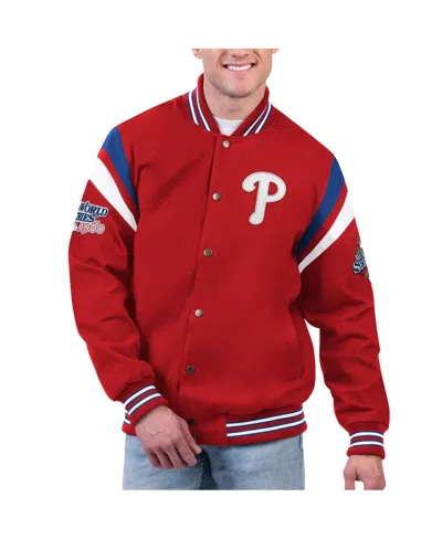 Shop G-iii Sports By Carl Banks Men's  Red Philadelphia Phillies Quick Full-snap Varsity Jacket