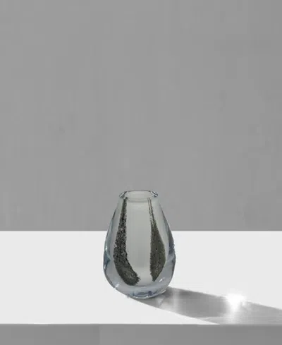 Vivience 6.5"h White With Black Strokes Glass Bud Vase In Clear,black,white
