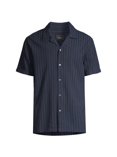 Shop Rails Men's Sinclair Textured-stripe Camp Shirt In Deep Water