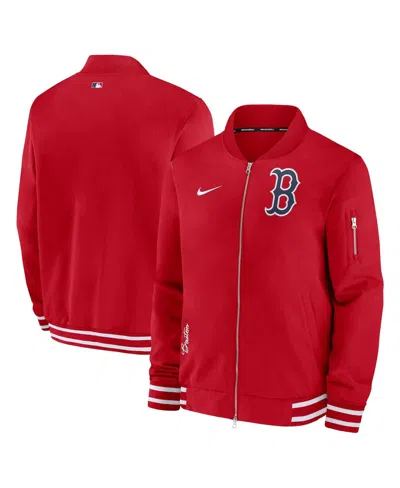 Shop Nike Men's  Red Boston Red Sox Authentic Collection Full-zip Bomber Jacket