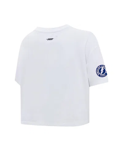 Shop Pro Standard Women's  White Tampa Bay Lightning Boxy Script Tail Cropped T-shirt
