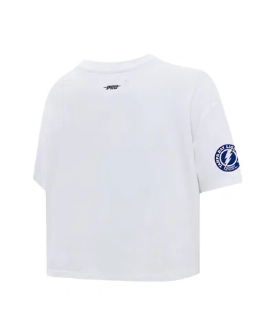 Pro Standard White Tampa Bay Lightning Boxy Script Tail Cropped T-shirt In White