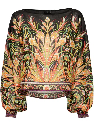 Shop Etro Blouse With Print In Multicolour