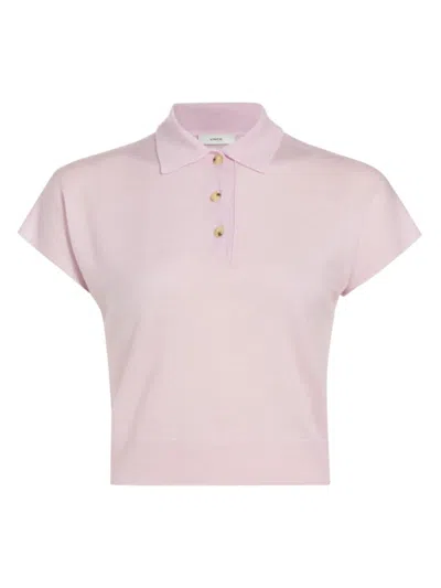 Shop Vince Women's Cap-sleeve Knit Polo Shirt In Peony