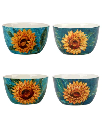 Certified International Golden Sunflowers Set Of 4 Ice Cream Bowls In Miscellaneous