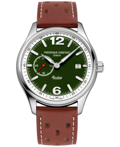 Shop Frederique Constant Men's Swiss Automatic Vintage Rally Healey Brown Leather Strap Watch 40mm