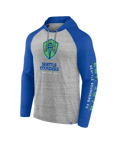 Shop Fanatics Men's  Steel Seattle Sounders Fc Deflection Raglan Pullover Hoodie