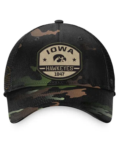 Shop Top Of The World Men's  Black Iowa Hawkeyes Oht Delegate Trucker Adjustable Hat