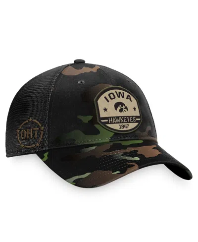 Shop Top Of The World Men's  Black Iowa Hawkeyes Oht Delegate Trucker Adjustable Hat