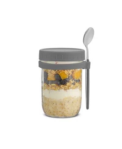 Shop Joyjolt Dawn Overnight Oats Glass Containers, 16 Oz, Set Of 3 In Gray