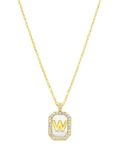 Shop Adornia 14k Gold-plated White Mother-of-pearl Initial Tablet Necklace In White- W