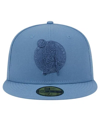 Shop New Era Men's  Blue Distressed Boston Celtics Color Pack Faded Tonal 59fifty Fitted Hat