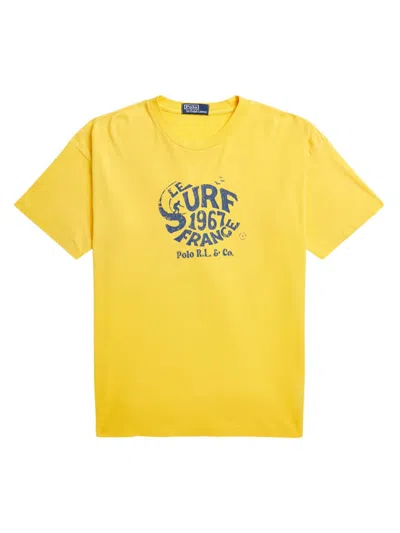 Shop Polo Ralph Lauren Men's Surf Graphic Crewneck T-shirt In Signal Yellow