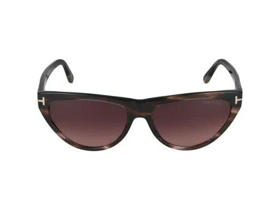 Shop Tom Ford Sunglasses In Havana Colored/bordeaux Grad
