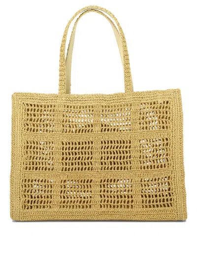 Shop Tory Burch "ella" Crocheted Bag In Beige