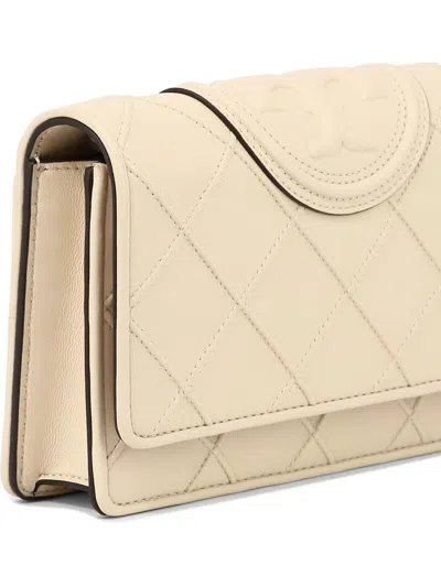 Shop Tory Burch "fleming Soft" Wallet With Chain In Beige